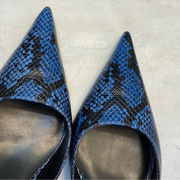Michael KORS Luna Snake Embossed leather sling back kitten pump size 9.5M - Picture 6 of 11